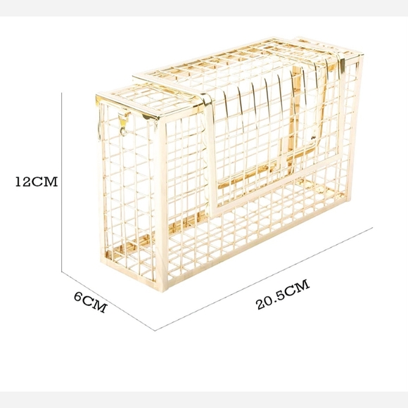 Womens Metal Square Chain Net Cage Bag - Picture 6 of 6